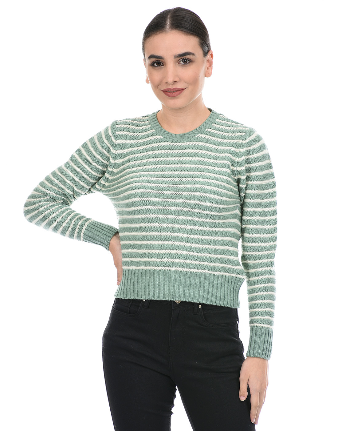Species Women Green Striped Sweater